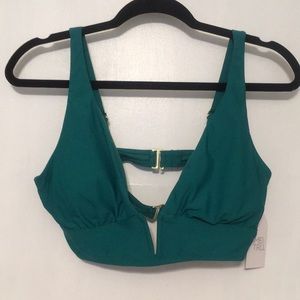 Forest green double clasp swimsuit top
